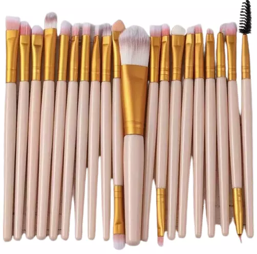 Kit 20Pcs Rose Nude Professionnel Cosmétique Pinceaux Brosse à Maquillage Makeup