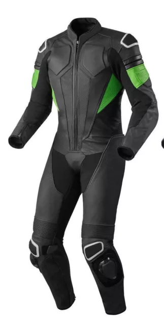 Mens A Grade Leather Motorcycle 1PC Suit Motorbike Rider Racing Armour Sports AB