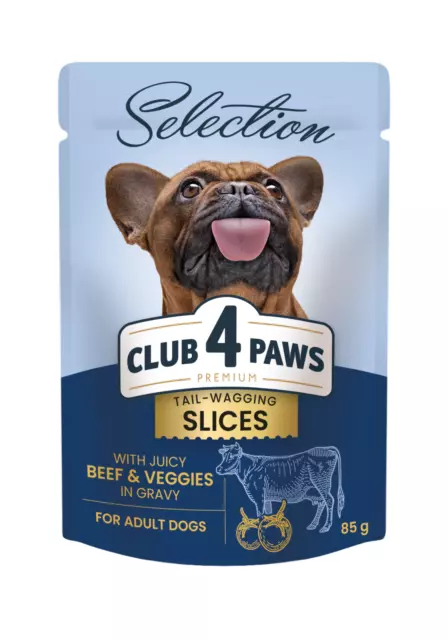 CLUB 4 PAWS Premium Selection Cibo umido per cani con Manzo e Verdure, 12x85g