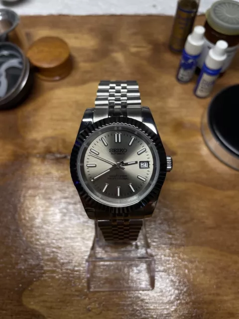 Custom Seiko Mod Stainless Steel Face Datejust Fluted Nh35 Automatic 39Mm