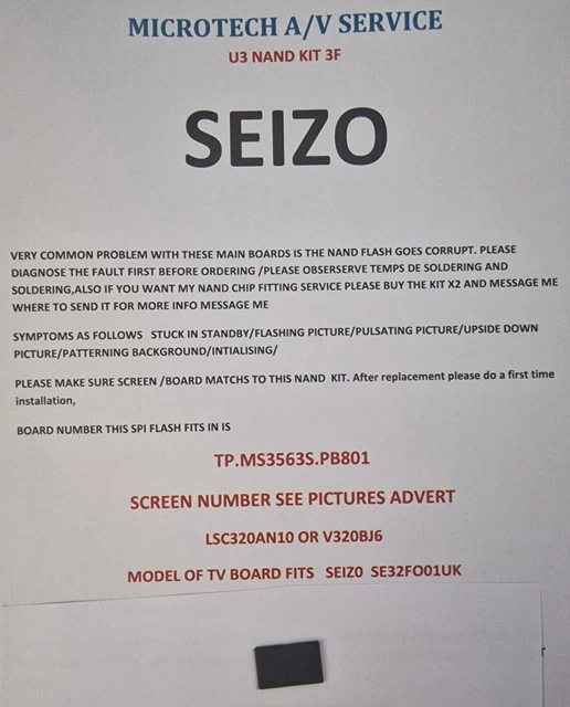 Kit Riparazione TV TECKNIKA 32G22B-FHD | Chip NAND Programmato TP.MS3463SPB711 Per Scheda LC320EUJ | Richiede Saldatura - Foto 1