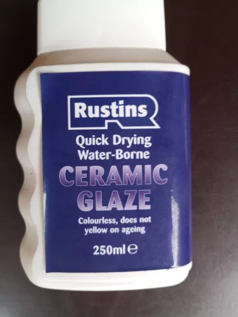 .Clear Acrylic Ceramic Glaze Rustins Quick Dry 250ml Stays Clear Does Not Yellow