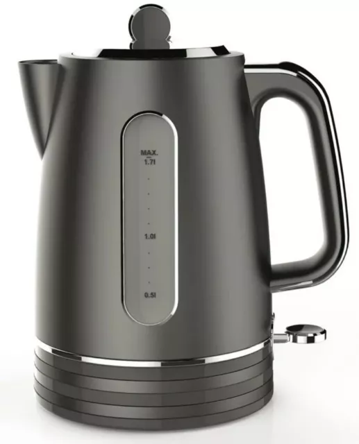 1.7L Electric Charcoal Grey Kettle Jug Fast Water Boiler 3000w 360 rotation Tea