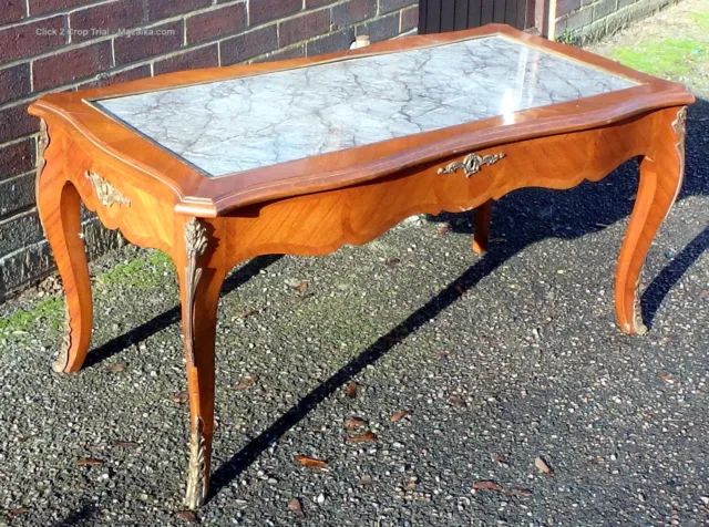 Louis XVI antique French style kingwood marble inset coffee occasional table