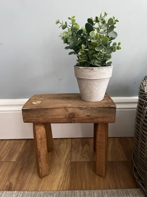 Chunky Heavy Rustic Reclaimed Wood Milking Stool - Small