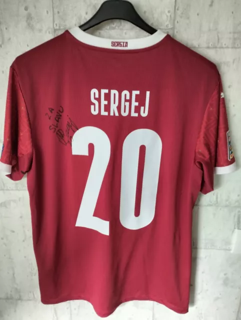 maillot de football porté Worn Match Signé Serbie Serbia Sergej Milinkovic-savic