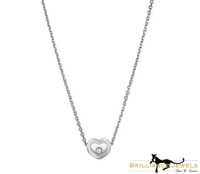 Chopard Happy Diamond Small Heart Pendant Necklace 18k White Gold