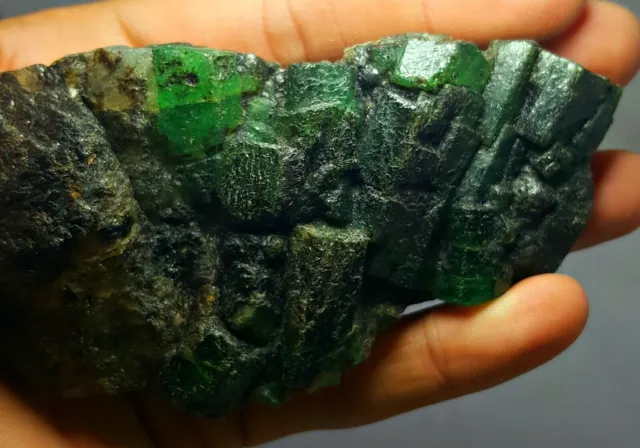 160.0 GM World Rare Big Emerald Crystal Cluster Specimen, Chitral Mine Pakistan