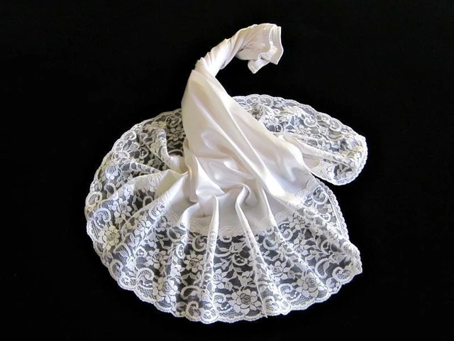 Slip Vita Vintage M/L Nylon Bianco Setoso Fabbrica Orlo Fessura Lato/Posteriore Vassarette