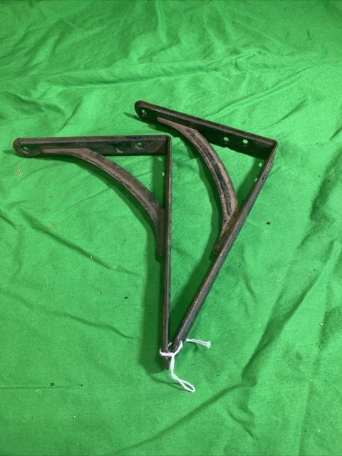 2 Vintage METAL SHELF BRACKETS Hardware wall angle architectural 8”x 6” MCM