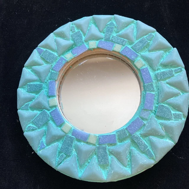 “Mermaids Mirror ” “Handmade Glass Mosaic Mirror  Circle Shape  8” X1”