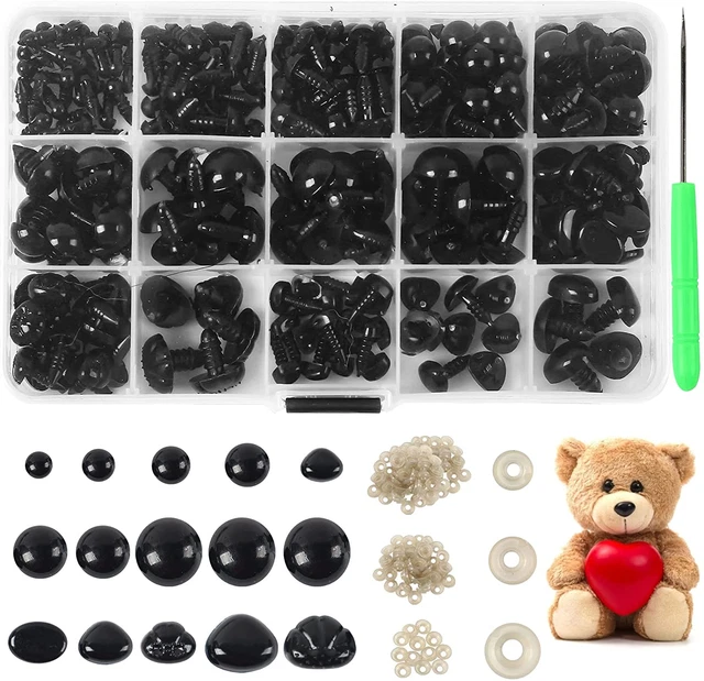566 PIEZAS Ojos y Nariz de Seguridad para Amigurumi, Ojos de Ganchillo Rellenos con Lavadoras, C