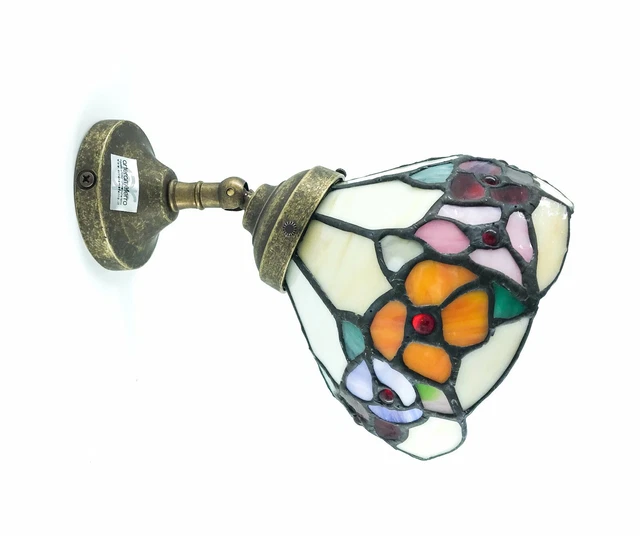 Applique in ottone brunito da parete bagno ufficio casa paralume stile tiffany