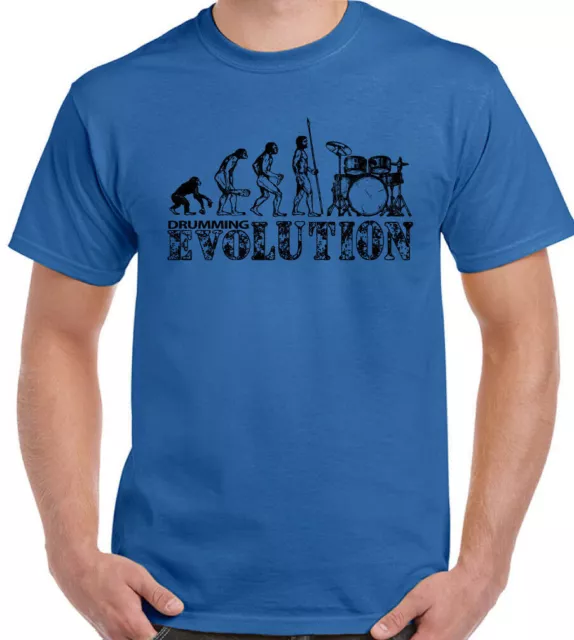 Drumming T-Shirt Mens Funny Evolution Drummer Drum Drumming Snare Kit Sticks