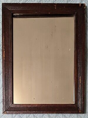 Antique Rustic Mirror In Heavy Wood Frame 12.5x16.5