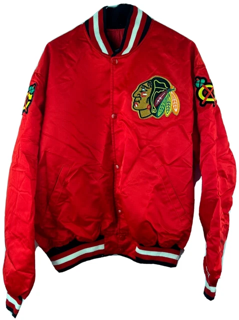 Vintage Starter Chicago Blackhawks Satin Bomber Jacket NHL Center Ice Size XL Vintage Starter Chicago Blackhawks Satin Bomber Jacket NHL Center Ice Size XL