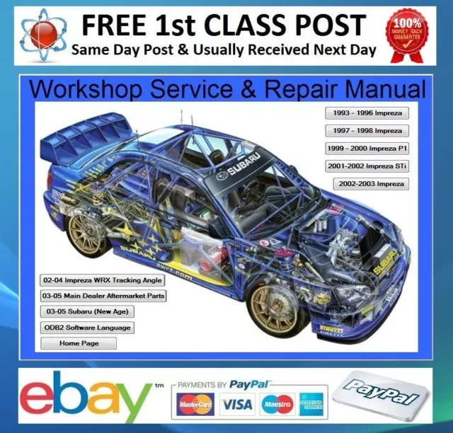 Subaru Impreza WRX/STi 1996 - 2005 Workshop Repair Manual On CD