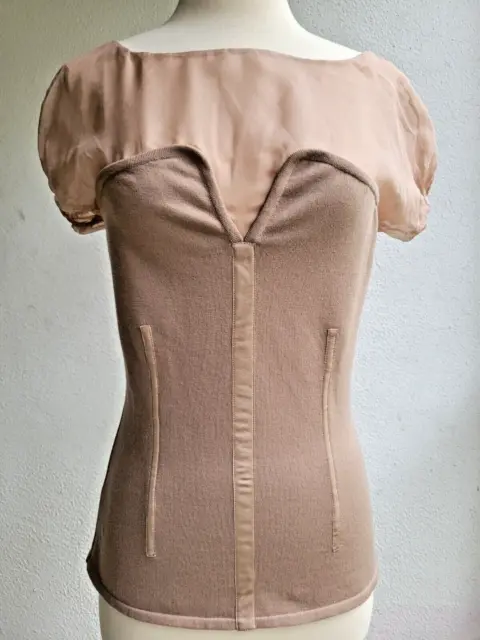 Alberta Ferretti Womens size S  Silk Sheer Lace Sleeve Blouse Sweater Italy