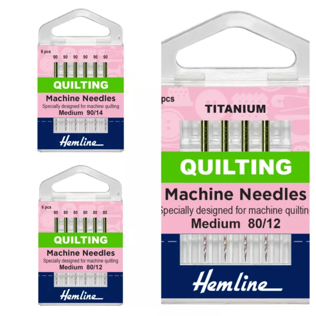 HEMLINE SEWING MACHINE NEEDLES ''Quilting''  *All Sizes* 80/90/Titanium