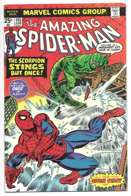 the AMAZING SPIDER-MAN #145 MARVEL COMIC BOOK Scorpion Gwen Stacy clone app 1975