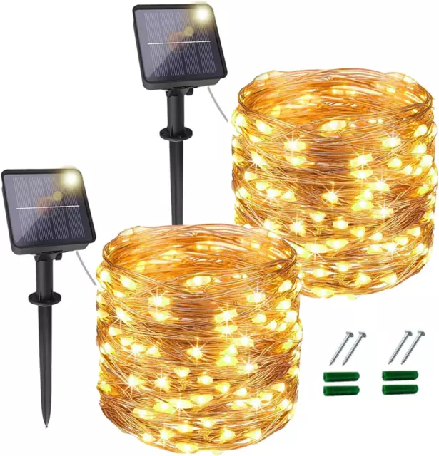 [2 Pack]Theapro 20M/65FT 200 Leds Solar Fairy String Lights Outdoor,Fairy Chr...