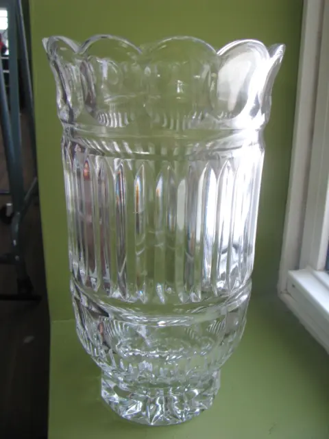 Large Vase Pressed Glass Heavy 9.5" tall 5" diameter holidays elegant Crystal