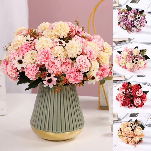 15 Heads Artificial Silk Fake Flowers Bunch Bouquet Wedding Home Party Decor US