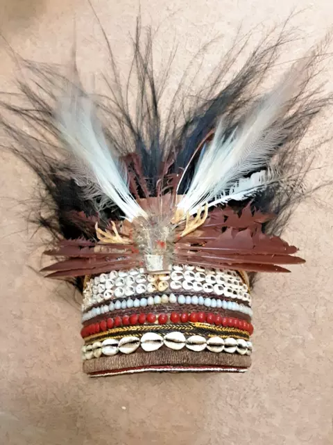 antique Papua new guinea tribal authentic headdress c1900
