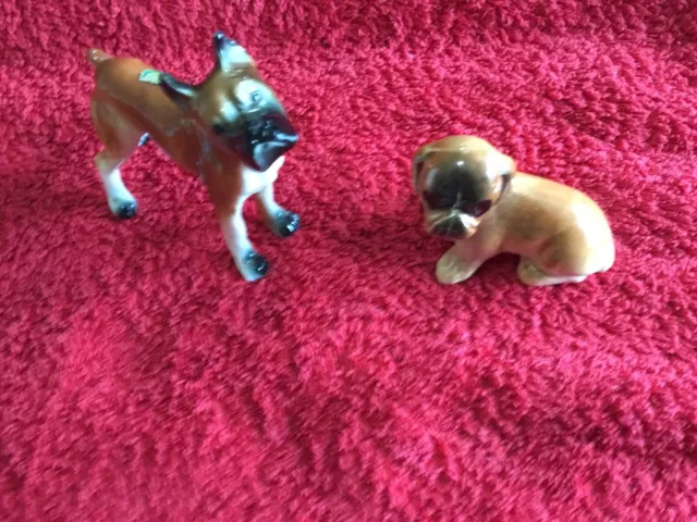 Two Boxer Puppy Bone China Figurines. Delightful 2