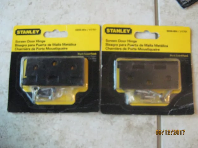 New Lot of 2 Stanley National Hardware Screen Door 3" Hinges Black 838854 V1751