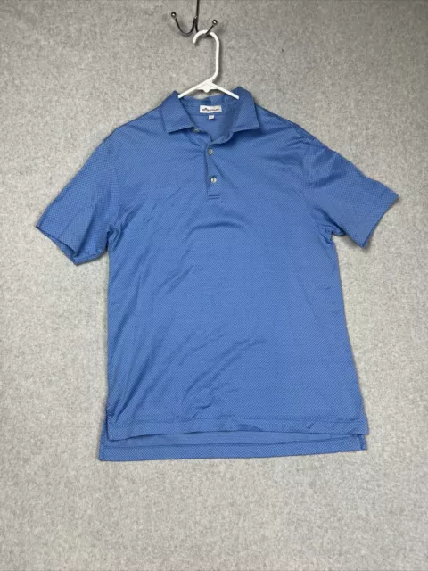 Peter Millar Summer Comfort Polo Shirt Short Sleeve Mens Medium Blue Polka Dot