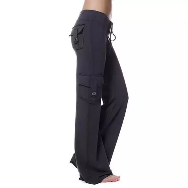 Women Ladies High Waist Cargo Gym Jogging Casual Combat Trousers Pants Bottom
