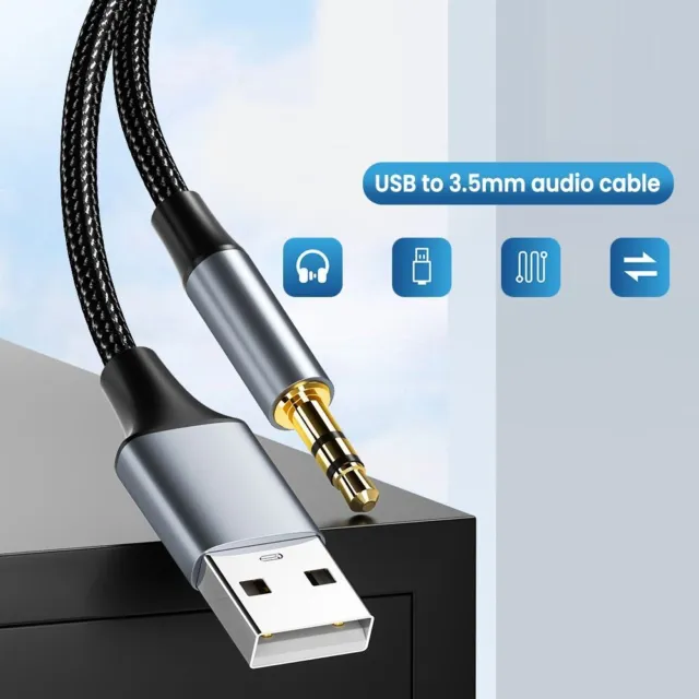 Adapter Wire USB A to 3.5 Jack Aux Line Male to Male Audio Cable USB to 3.5mm
