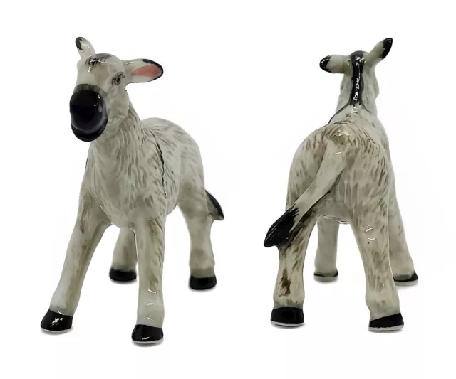 Donkey Figurine - Mule Porcelain Animal - Ceramic Miniature Hand Made and Painte 7