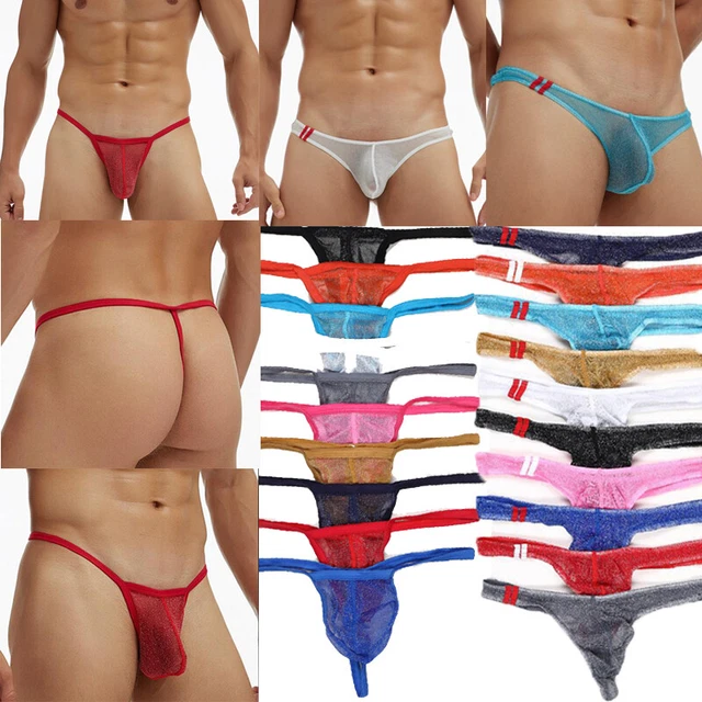 SEXY HERREN-SLIPS NIEDRIG Tailliert Atmungsaktiv G-String Tanga Bikini Unterwäs EUR 8,69
