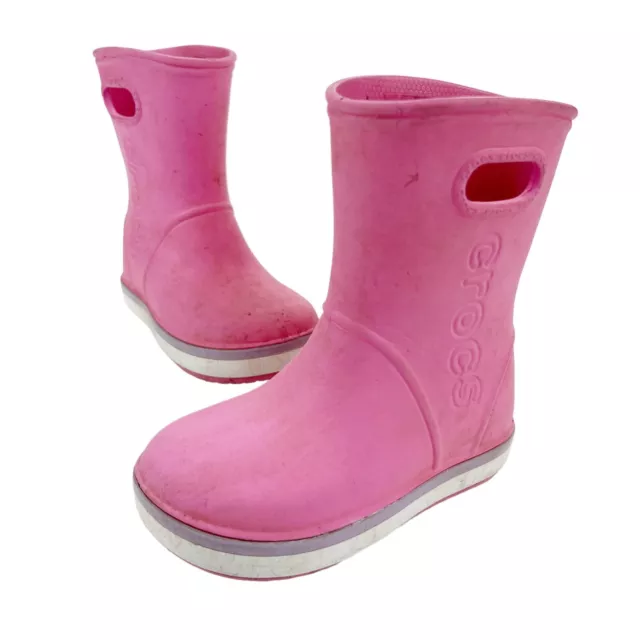 Crocs Kids' Crocband Rain Boots Girls Pink Toddler Little Kids 10