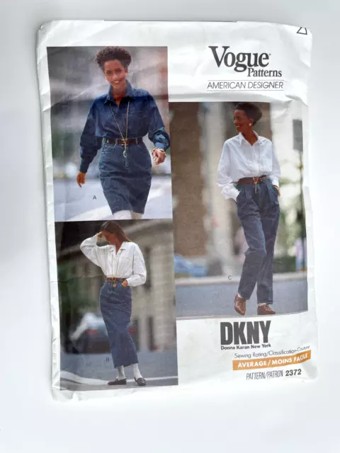 VOGUE PATTERN 2372 sz 6-8-10 DKNY Donna Karan Designer Skirt Pants ...