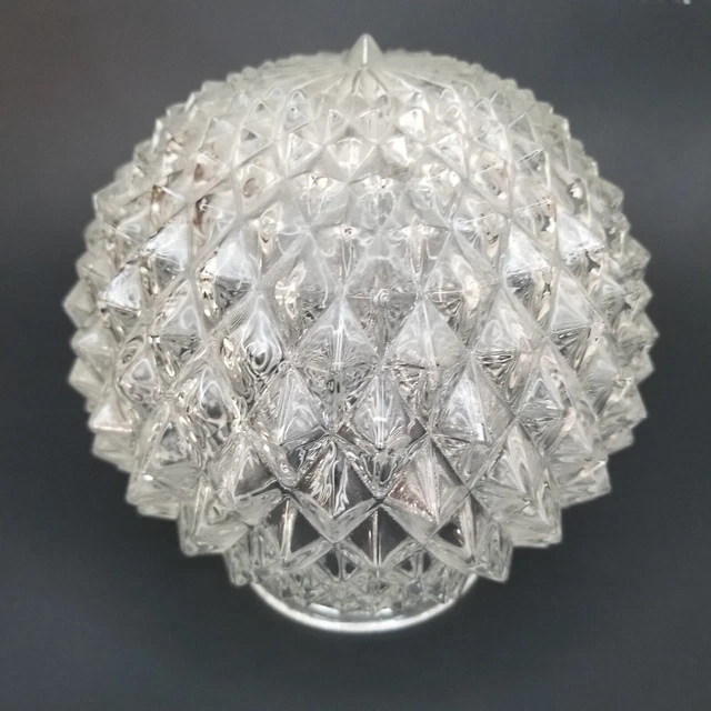 Cut Glass Ceiling Light Cover Diamond Cut Vintage 6 Inches Wide
