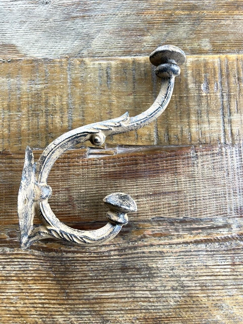 XL Double Hook Coat Hanger Cast Iron Heavy Duty Farm Shed Barn Garage Mudroom