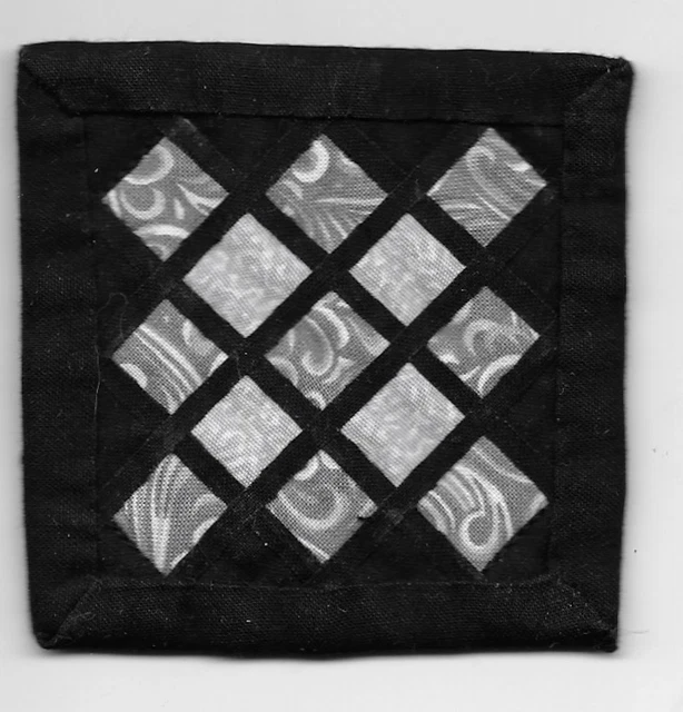 Miniature Black & Gray #6384 Dollhouse Mini Quilt Wall Art or OOAK Sculpt Doll