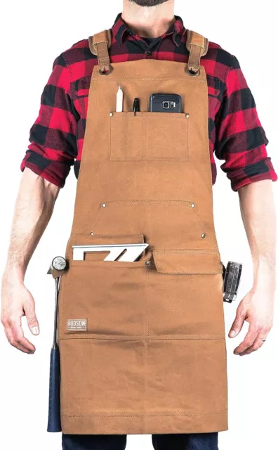 Hudson Durable Goods HDG901W Woodworking Edition - Waxed Canvas Apron - Brown