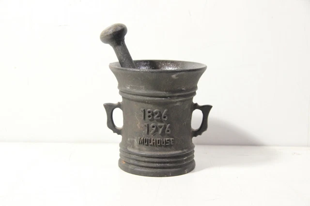 Mortier Et Pilon En Fonte Noire - Grand Modèle 13 Cm De Diamètre, 6,3 Cm De Hauteur - Pour épices, Herbes, Cuisine - 3