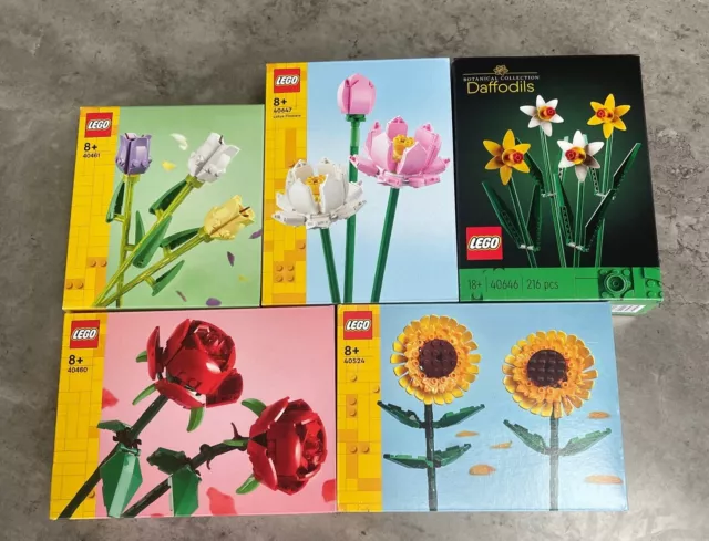 LEGO 40647,40646,40524,40460,40461 LOTO, Rose, Narcisi, Tulipani