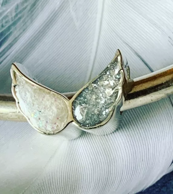 Ciondolo Ali Angelo Ceneri Cremative, Capelli, Bracciale Pelliccia Perlina. Argento sterling.