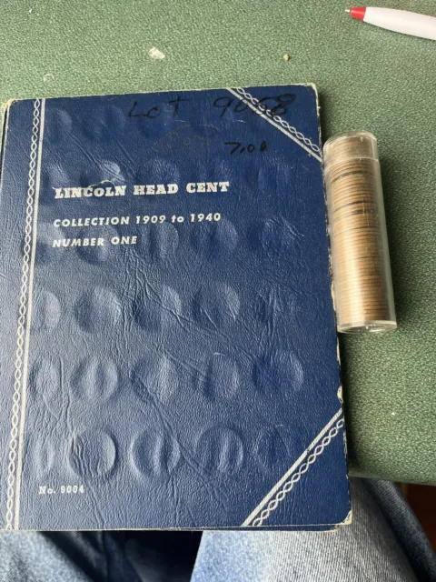 Old Wheat Cent Album (1949) w/ 37 Coins + Roll of 1939-D