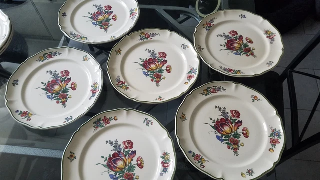Lot 3 Assiettes à Dessert Villeroy & Boch Vieux Strasbourg, 21 Cm, Motif Fleur, état TB