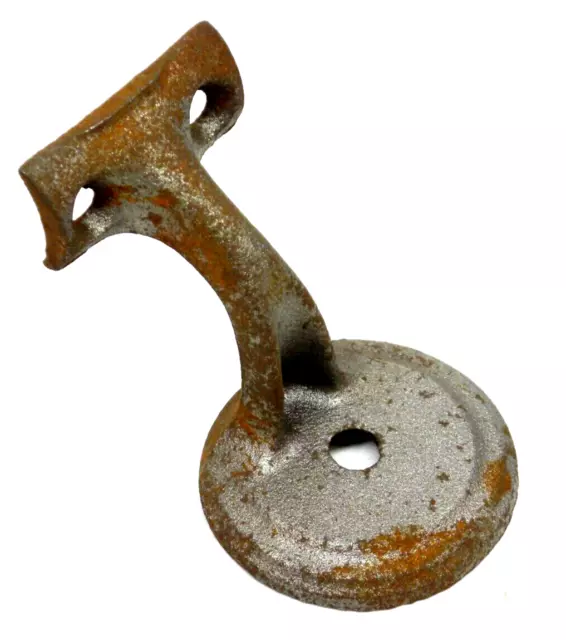 VINTAGE NOS CAST IRON Handrail STAIR RAIL Bracket CURVED 2-3/4" BASE SI