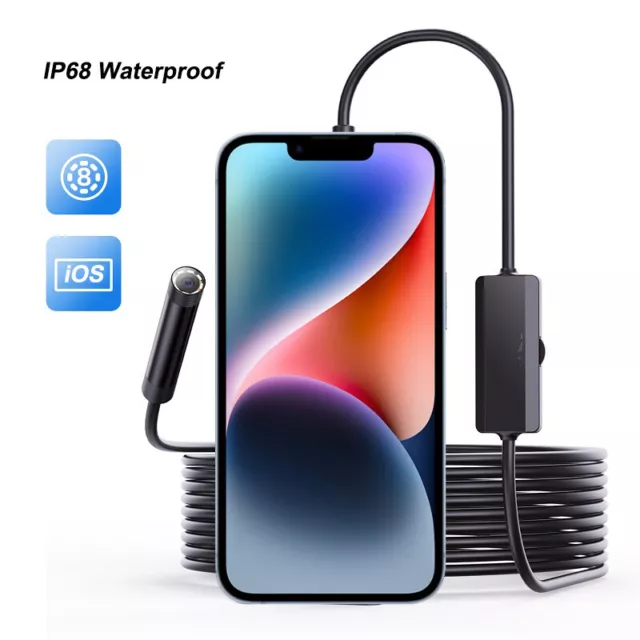 Direct Plug To iPhone iOS Borescope Endoscope Snake Inspection Camera Waterproof