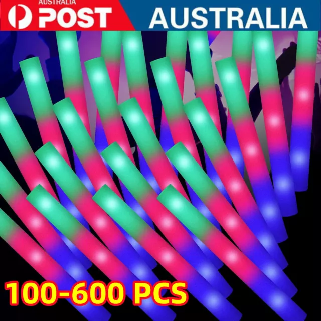 100-600X Light Up LED Soft Foam Sticks Wands Rally Flashing Glow Party Rave AU