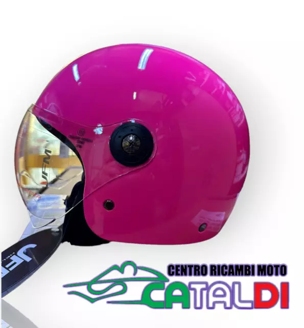 JFM Casco Jet Scooter Rosa Leggero Sfoderabile Omologato 22/06 Uomo/Donna